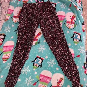 Black With Pink Little Flowers Pants